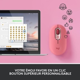 Souris - Sans fil - Logitech - Pop Mouse - avec Emoji - Rose