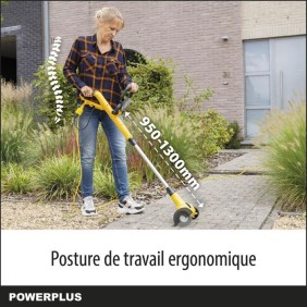 Powerplus Désherbeur Téléscopique Électrique POWXG6650 - Extracteur de Mauvaises Herbes, 400 W, avec Brosse en Nylon et en Acier