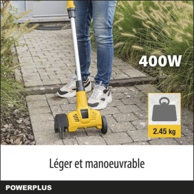 Powerplus Désherbeur Téléscopique Électrique POWXG6650 - Extracteur de Mauvaises Herbes, 400 W, avec Brosse en Nylon et en Acier