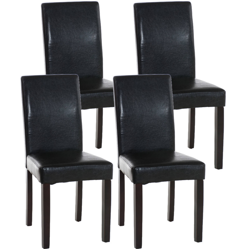 Ensemble de 4 chaises de salle à manger Ina, marron foncé/noir