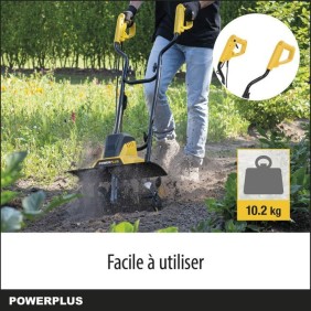 Powerplus Motoculteur Électrique POWXG72010 - 1500 W, 6 Lames, Profondeur de 220 mm et Largeur de 450 mm