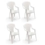 Lot de 4 Fauteuils de jardin monobloc empilable Capri - 56 x 58 x 90 cm - Blanc