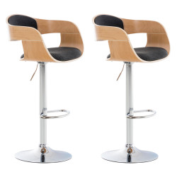Lot de 2 tabourets de bar Kingston C tissu naturel/gris foncé