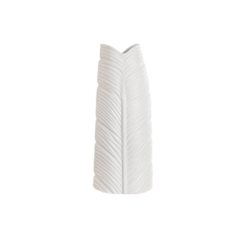 Vase Home ESPRIT Blanc Grès Tropical Feuille d'une plante 21 x 10 x 50 cm