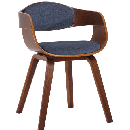 Chaise de salle à manger Kingston tissu noyer/bleu