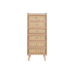 Caisson à Tiroirs Home ESPRIT Naturel Rotin Bois de paulownia 40 x 30 x 104 cm