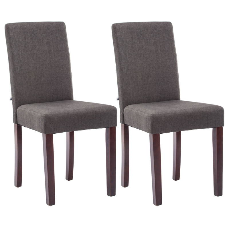 Lot de 2 chaises de salle à manger Ina en tissu cappuccino gris foncé