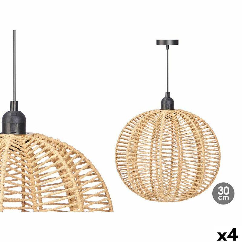 Suspension 24B521 Noir Naturel Métal Papier 40 W 28 x 26 x 28 cm (4 Unités)