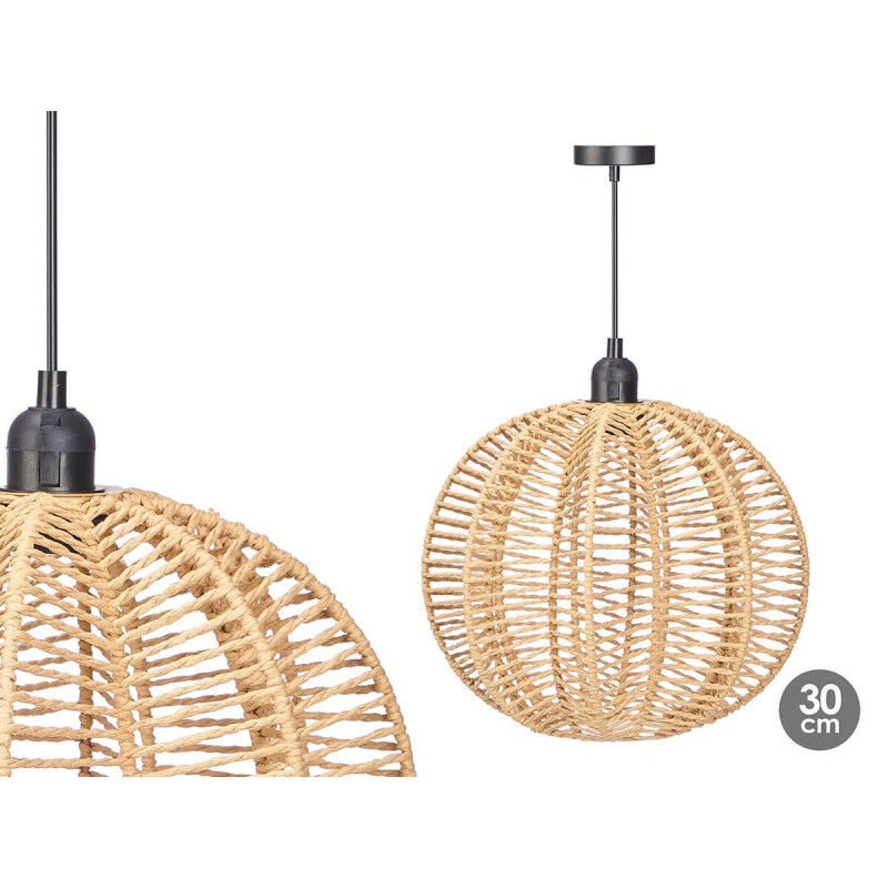 Suspension 24B521 Noir Naturel Métal Papier 40 W 28 x 26 x 28 cm (4 Unités)