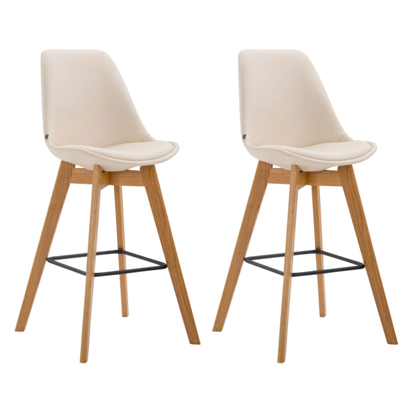 Set di 2 sgabelli da bar Metz in similpelle color crema