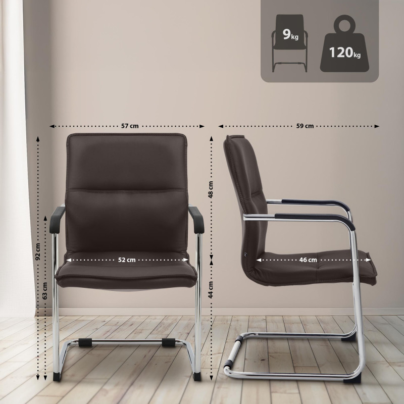 Ensemble de 2 chaises visiteurs Seattle, marron