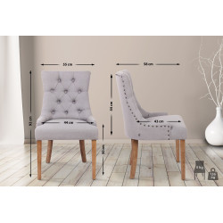Ensemble de 2 chaises de salle à manger Aberdeen, tissu gris clair antique