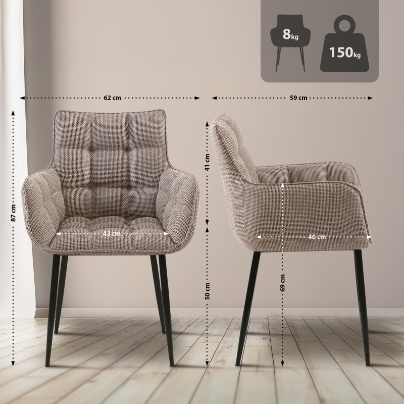 Chaise Tirana, tissu terre brune noir