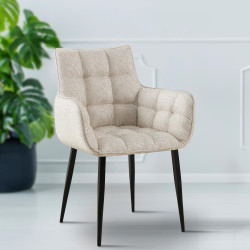 Chaise Tirana tissu noir ivoire