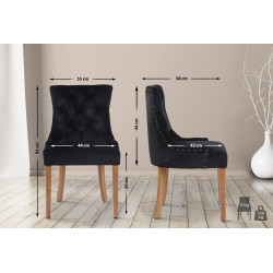 Chaise de salle à manger Aberdeen en velours noir clair antique