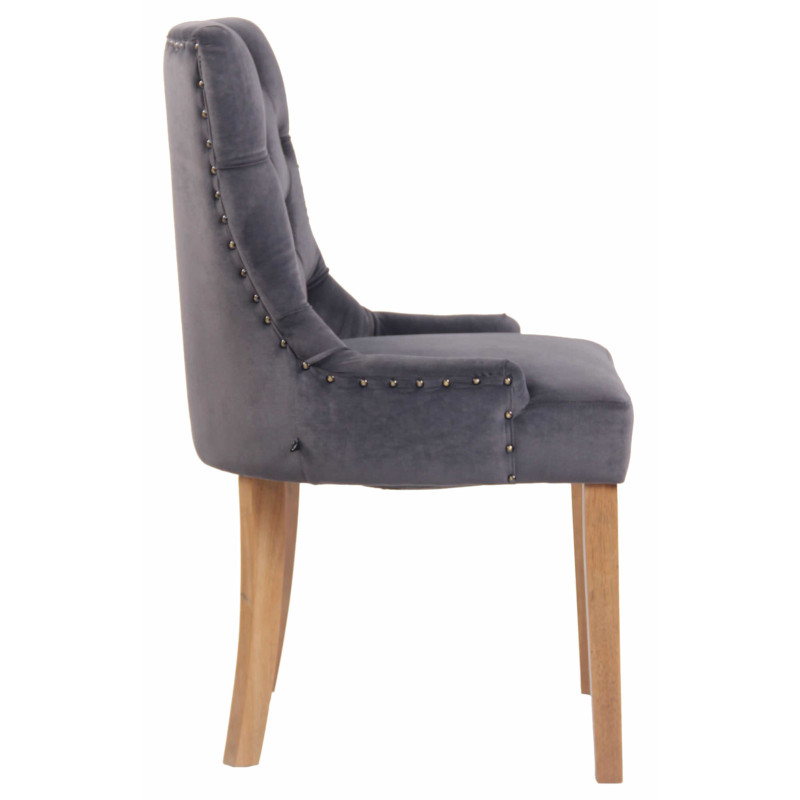 Chaise de salle à manger Aberdeen en velours antique gris clair foncé