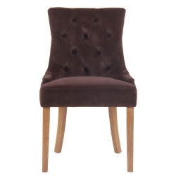 Chaise de salle à manger Aberdeen en velours marron clair antique