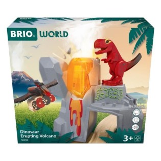 Brio Volcan en Eruption Dinosaure - Accessoire pour Circuit de Train en Bois - Action de Jeu sans Pile/avec Aimant - des 3 Ans -