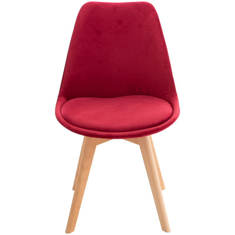 Fauteuil Linares, velours, rouge