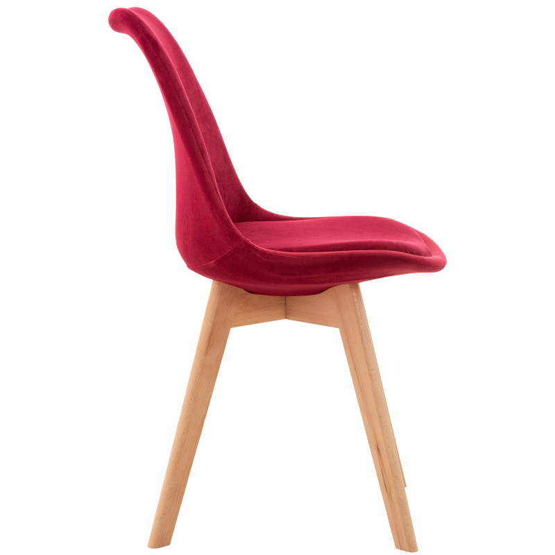 Fauteuil Linares, velours, rouge