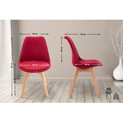 Chaise Linares en velours rouge