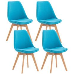 Lot de 4 chaises Linares tissu turquoise