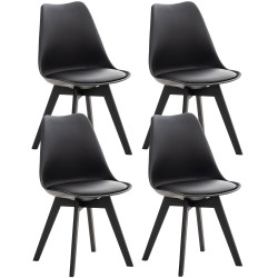 Ensemble de 4 chaises Linares en plastique noir/noir