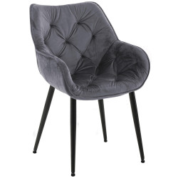 Chaise en velours Tanna gris foncé