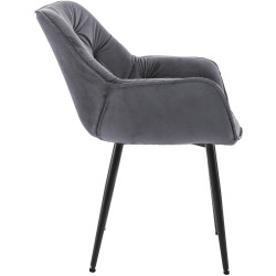 Fauteuil Tanna, velours, gris foncé