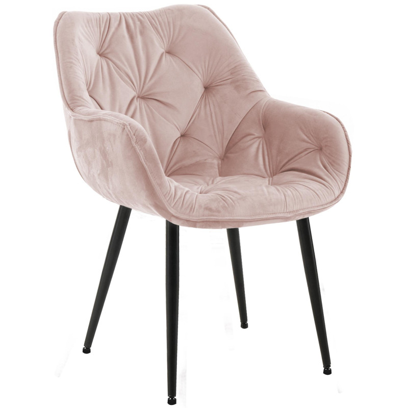 Fauteuil Tanna, velours, rose