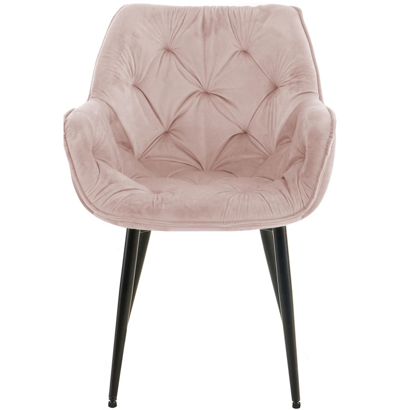 Fauteuil Tanna, velours, rose