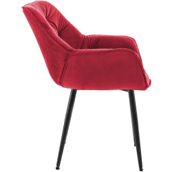 Fauteuil Tanna, velours, rouge