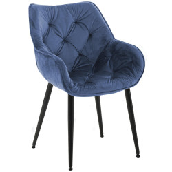 Chaise en velours Tanna bleu