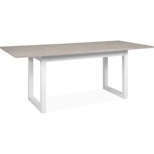 Table a manger extensible Houston  - 160-200 x 75 x 90 cm - Plateau effet travertin - 1 extension inclue - 10 personnes