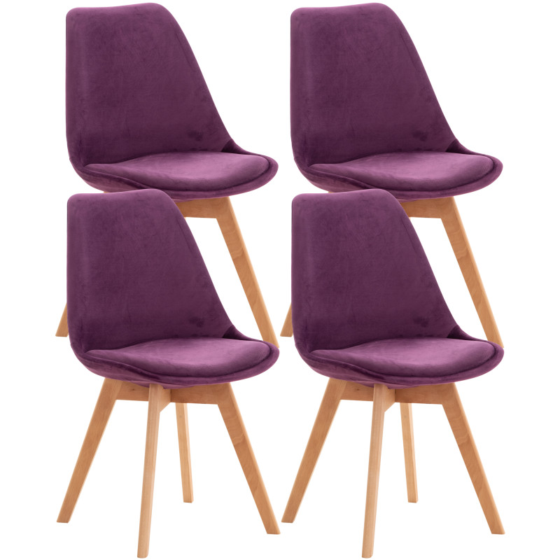 Lot de 4 chaises en velours Linares violet