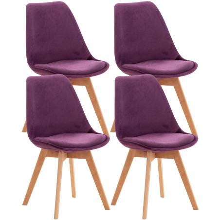 Ensemble de 4 chaises Linares en velours violet