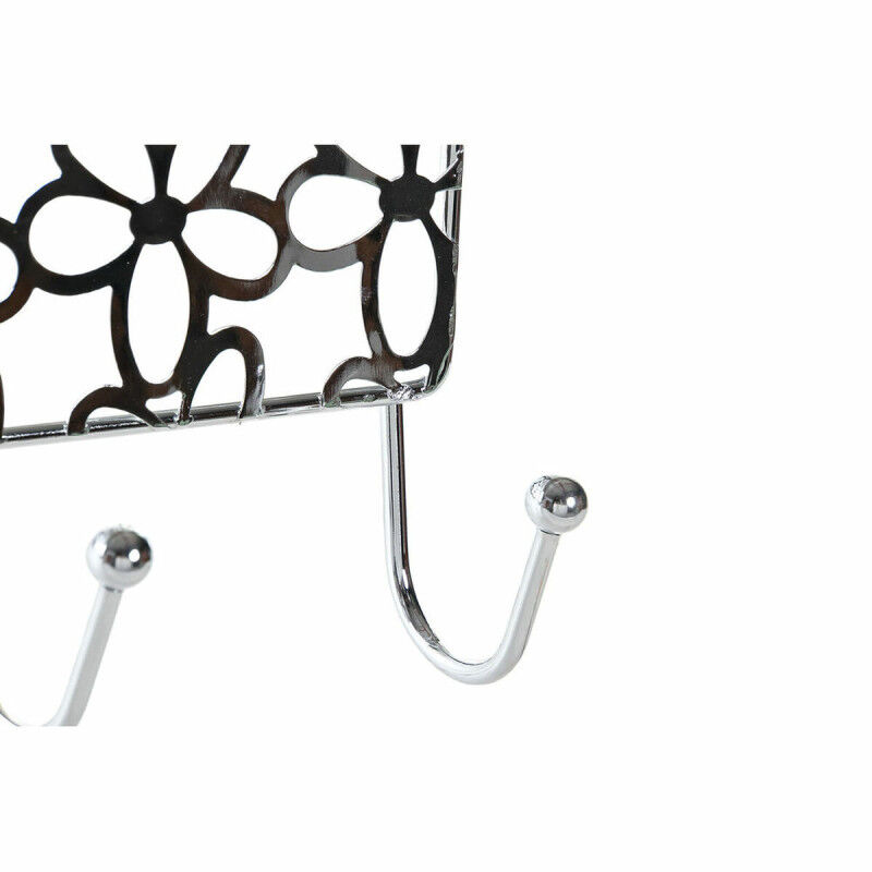 Porte-manteaux pour portes DKD Home Decor Argenté Métal Plastique Fleurs 32 x 10 x 19 cm