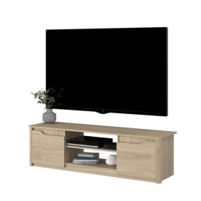 Meuble TV classique BETTY - Meuble en panneau de particules décor Chene - L150 x H42 x P60 cm