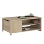 Table basse BETTY rectangulaire - En panneau de particules revetu papier - Décor chene - Classique - L110 x H42 x P60 cm