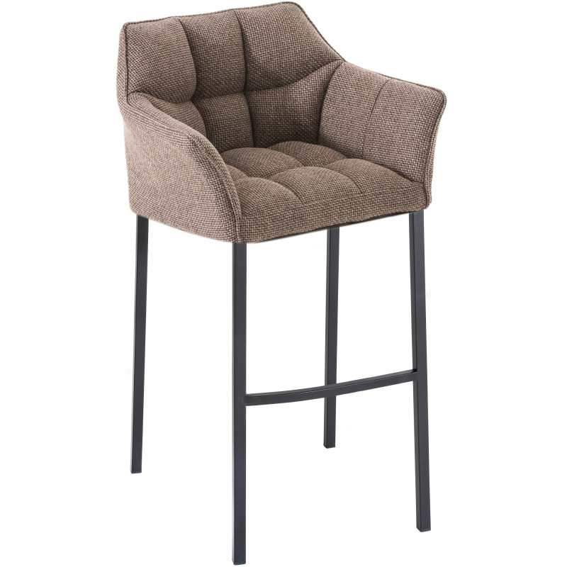 Tabouret de bar en tissu Damaso B avec structure à 4 pieds terre brune