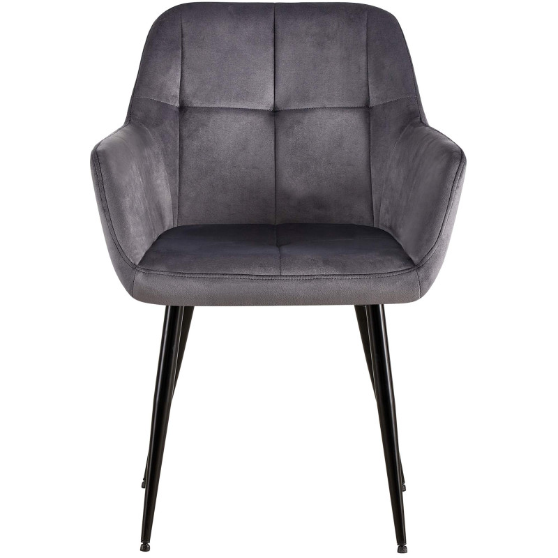 Fauteuil visiteur Emia, velours gris