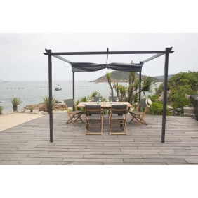 Pergola KIBA avec toit déroulant - Gris - 3 x 3 m