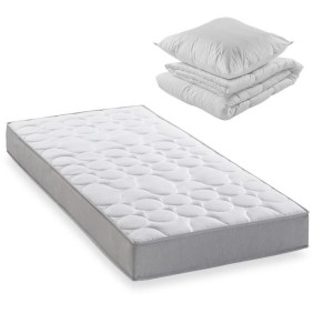 Pack matelas 90x190 cm + couette + oreiller - 330 Ressorts ensachés - 5 zones de confort - 19 cm - Ferme - DEKO DREAM Springmax