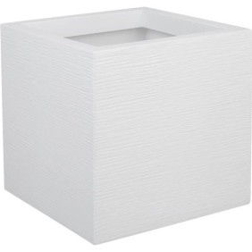 EDA PLASTIQUE Bac a fleurs carré Graphit Up - 21 L - 29,5 x 29,5 x 29,5 cm - Blanc cérusié