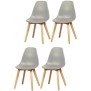 SACHA Lot de 4 chaises de salle a manger gris - Pieds en hévéa - Scandinave - L 48 x P 55 cm