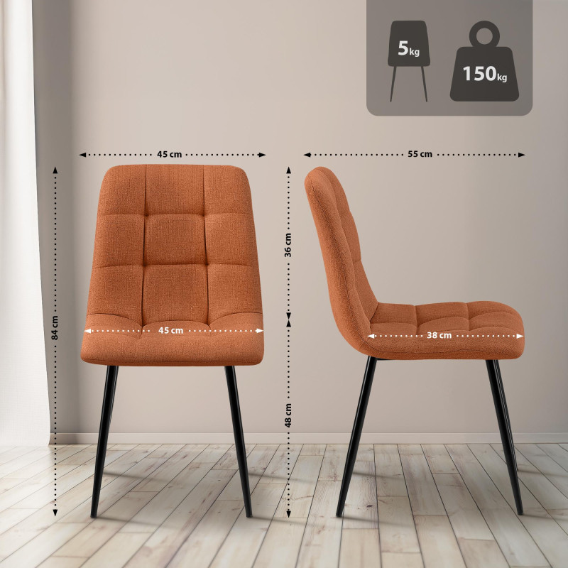 Chaise de salle à manger Tilde en tissu orange