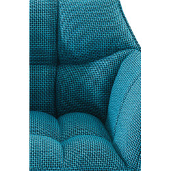 Tabouret de bar en tissu Damaso B avec structure à 4 pieds turquoise
