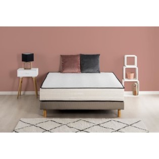 Ensemble matelas + sommier 160x200 cm - Mousse - 25cm - 5 zones - DEKO DREAM Hôtel Seasons