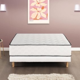 Ensemble matelas + sommier 140 x 190 cm - Ressorts - 7 zones - 27 cm - Équilibré - DEKO DREAM Détente