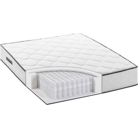 Ensemble matelas + sommier 160 x 200 cm - Ressorts - 7 zones - 27 cm - Équilibré - DEKO DREAM Détente